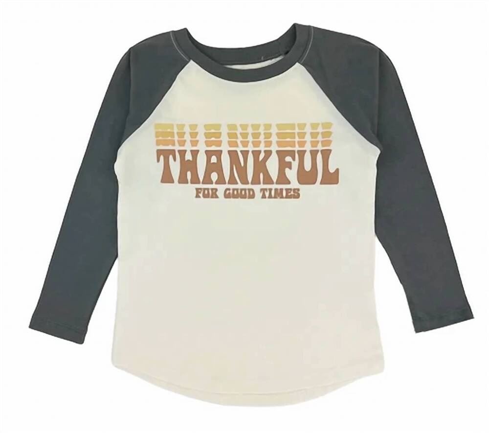 NEW TINY WHALES kids' long sleeve raglan top in thankful